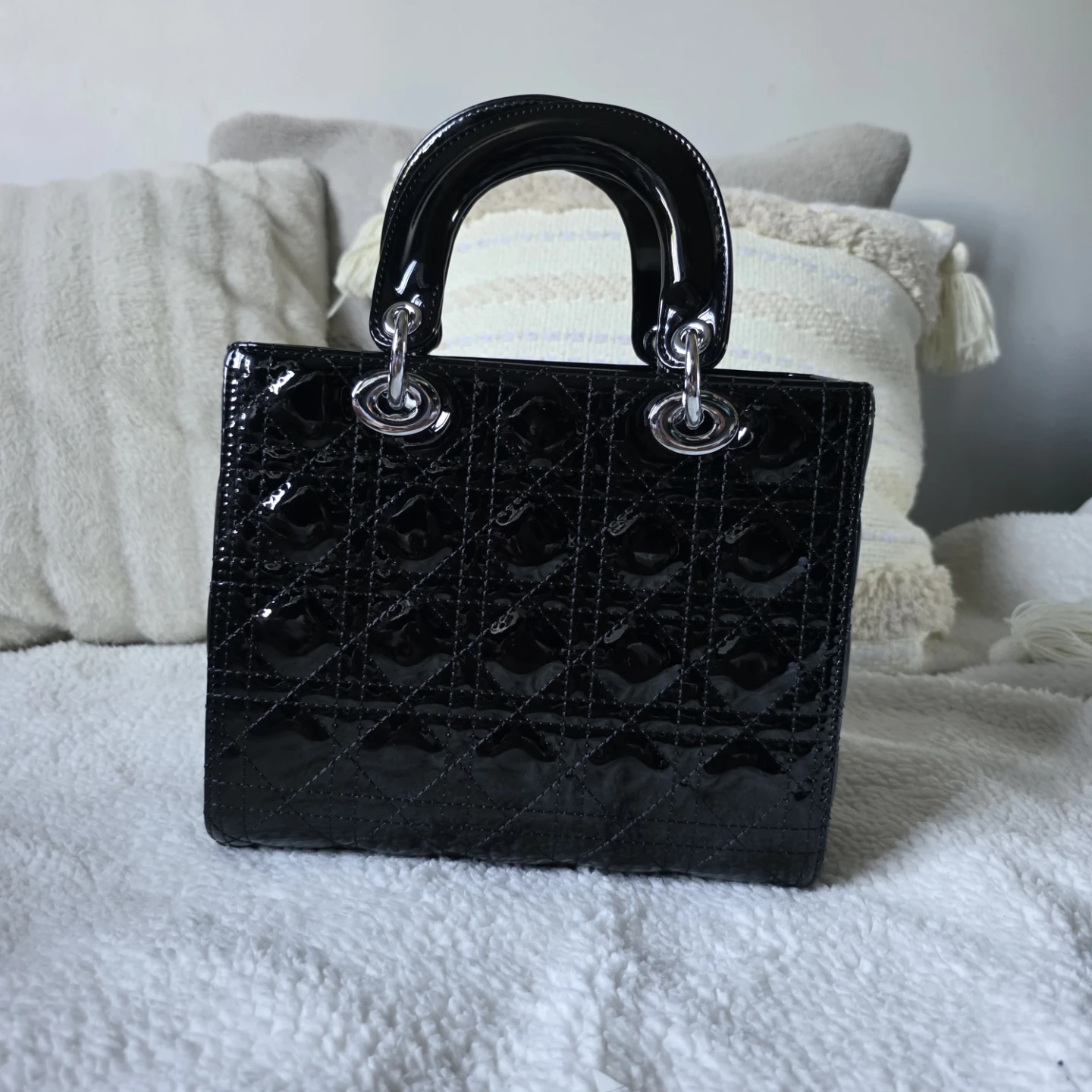 Dior Black Patent Cannage Lady Dior Bag - photo 3