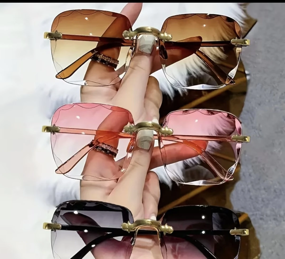 Lunettes de soleil pour femmes, sans monture, dégradé