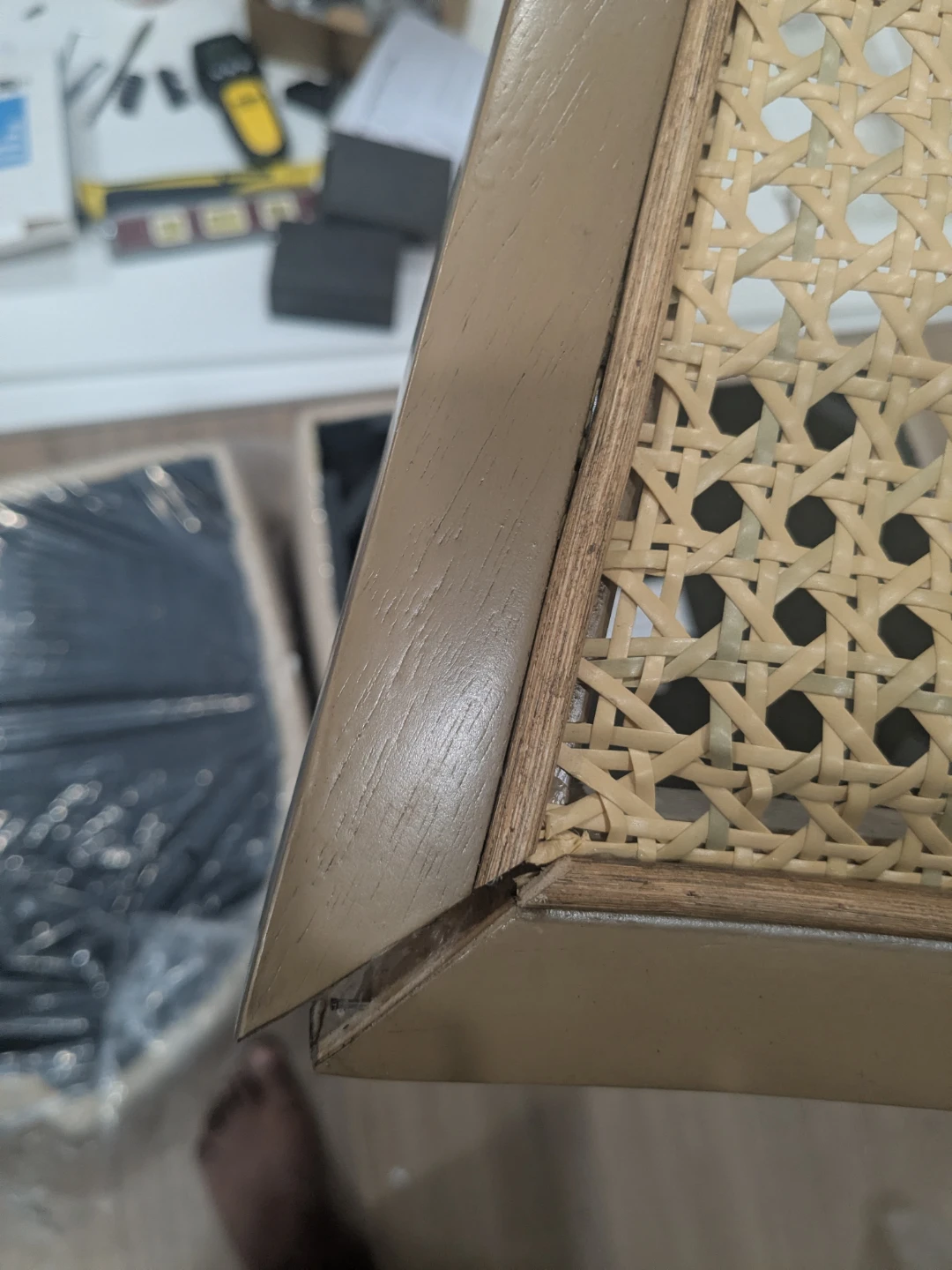 Set of 2 Cream Upholstered Chairs with Cane Backs - photo 4