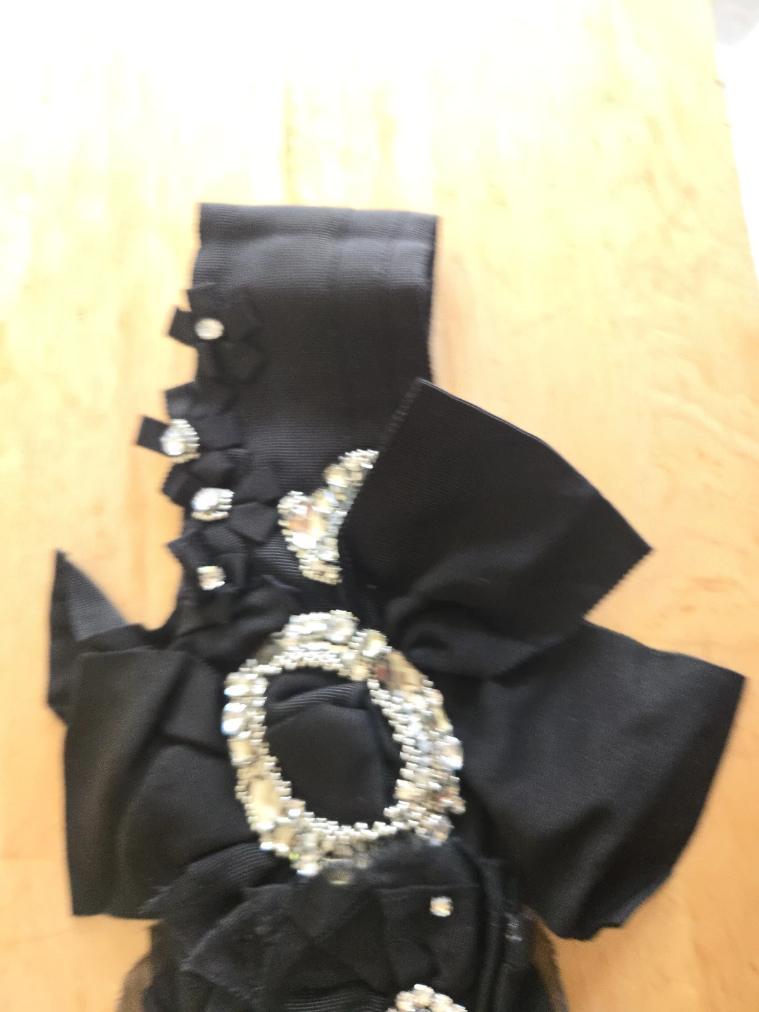 Black Embellished Grosgrain  Belt