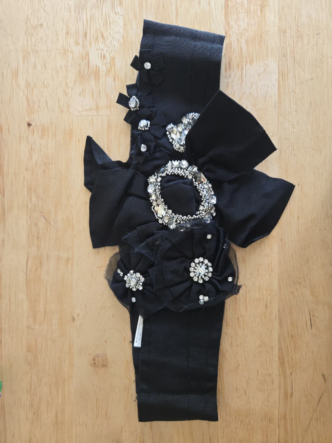 Black Embellished Grosgrain  Belt - photo 2