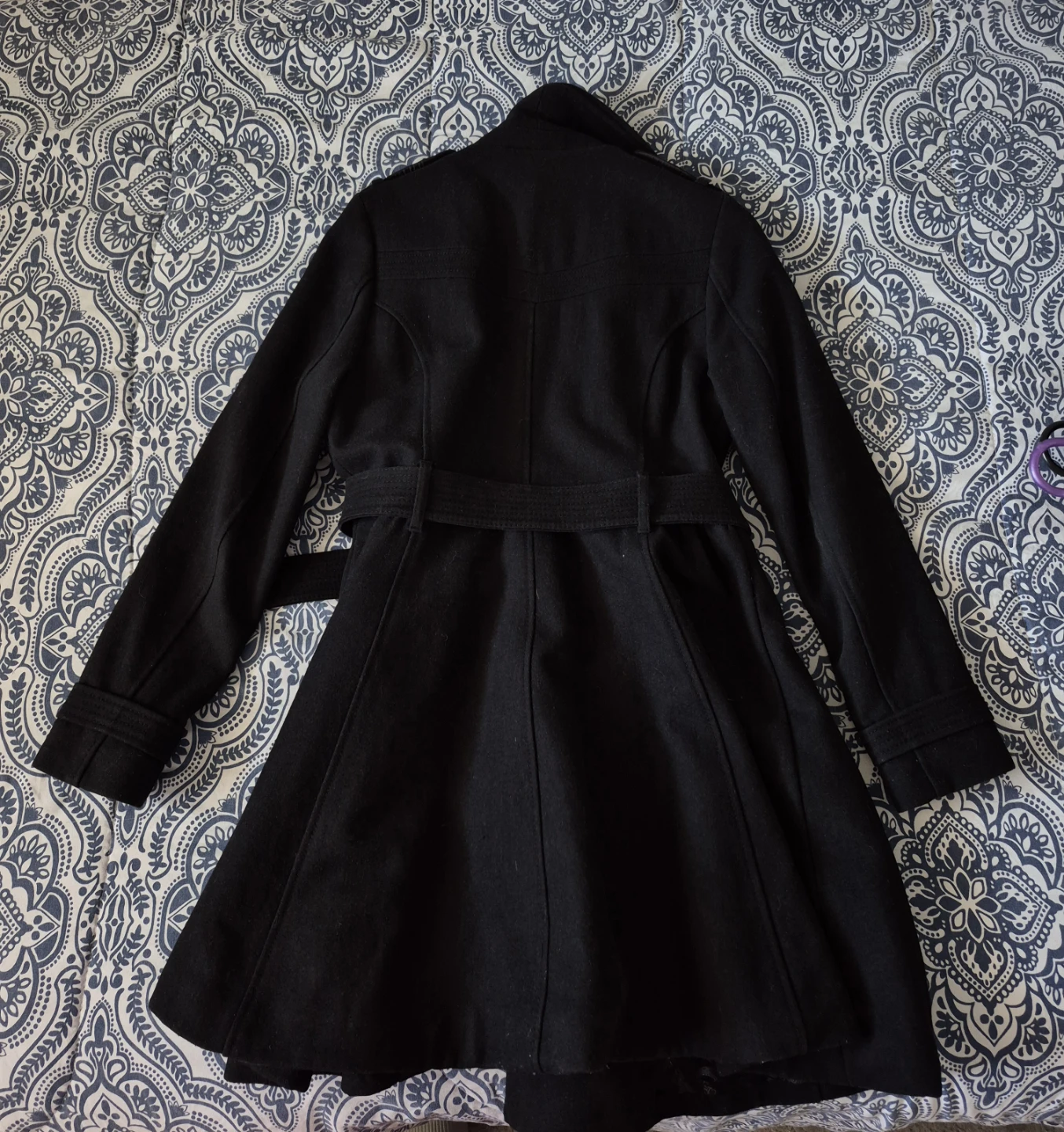Black Wool Blend Belted Coat - photo 5