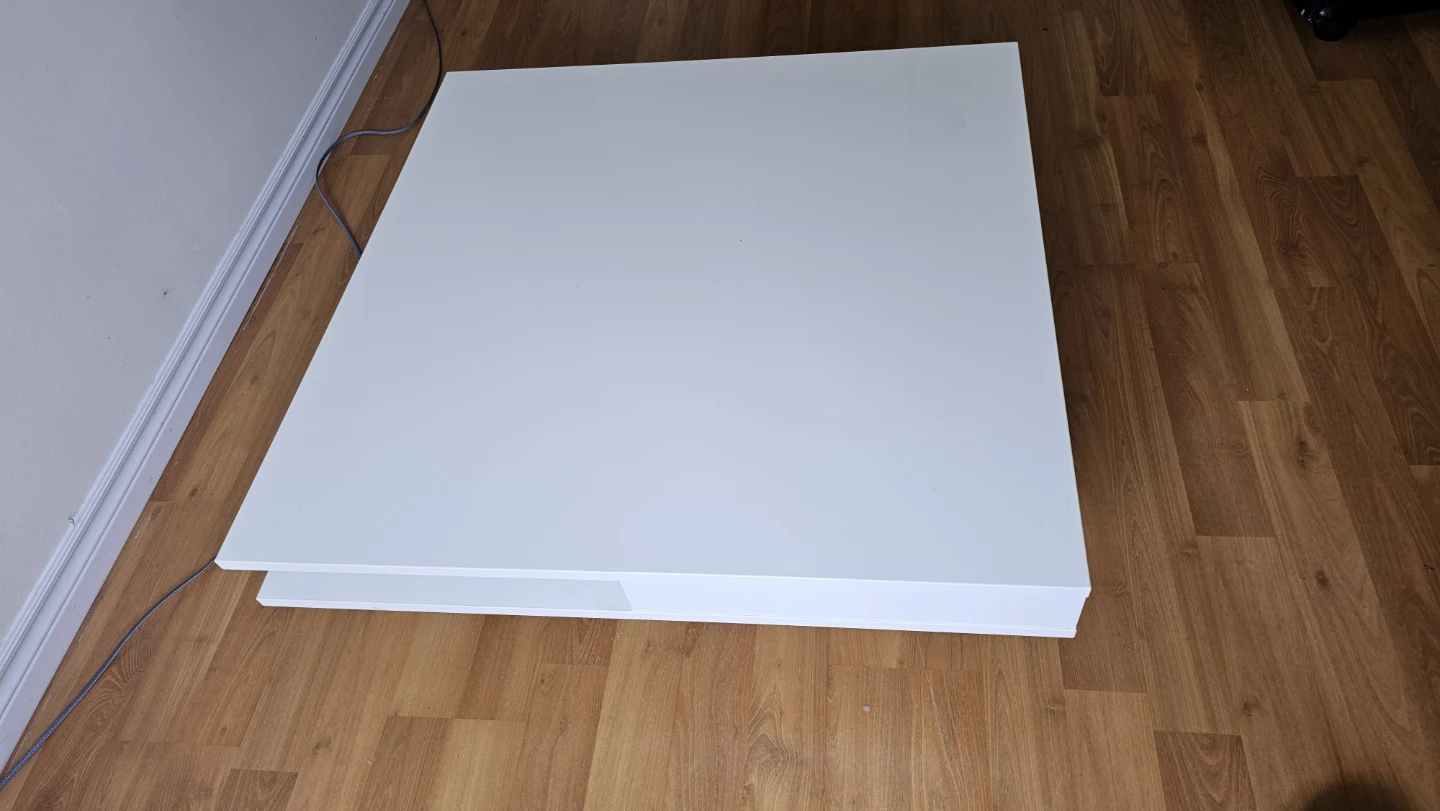 White Modern Coffee Table with Storage Shelf