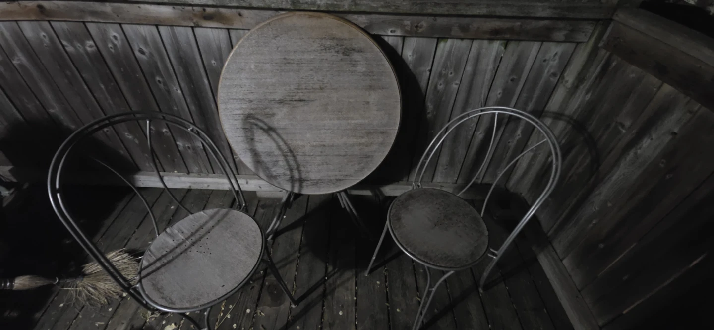Weathered Metal and Wood Cafe Chair