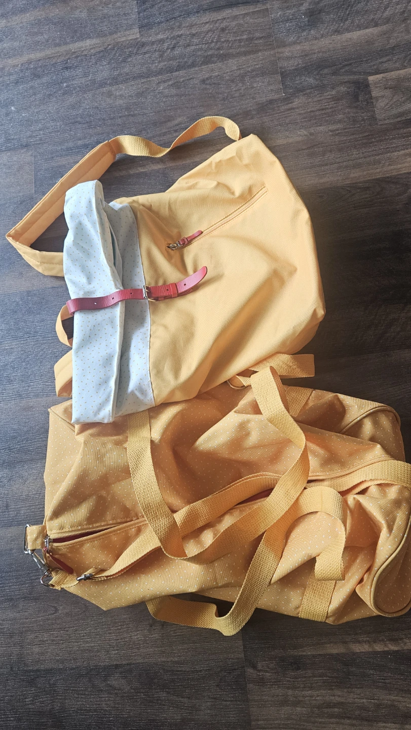 Yellow Polka Dot Roll-Top Backpack/Duffel Bag
