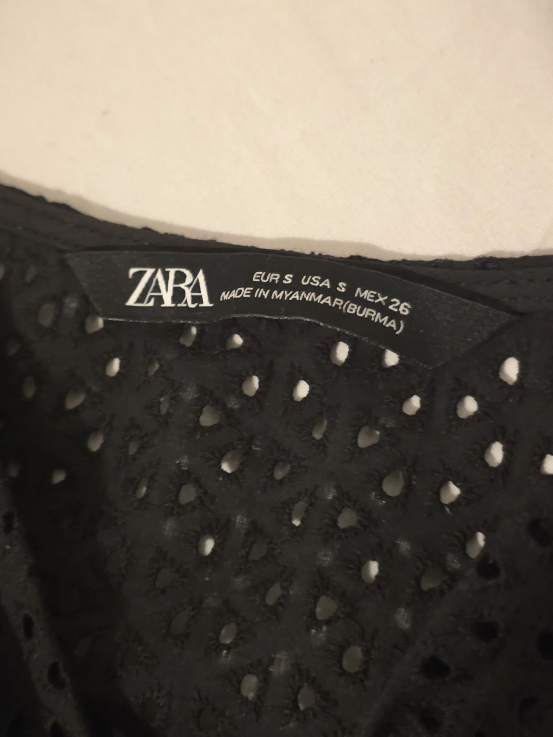 Zara Black Eyelet Dress Size S - photo 3