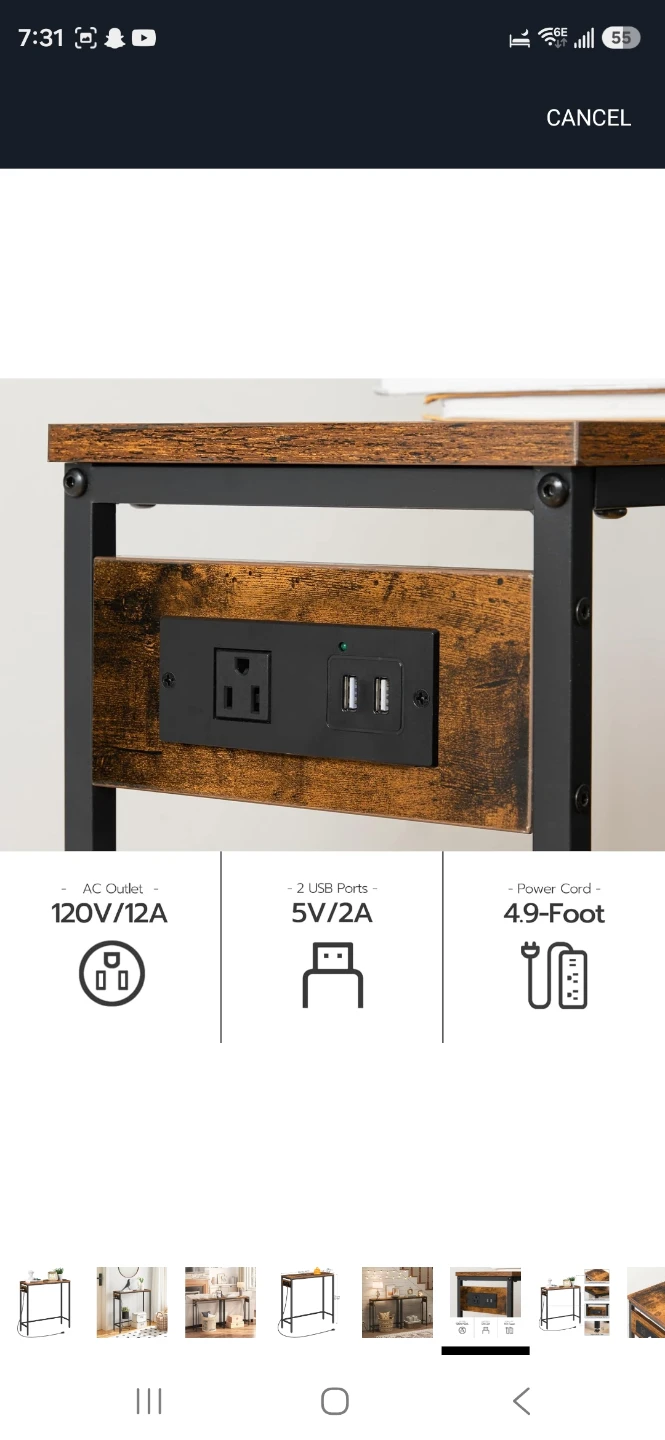 Console Table with Built-in AC Outlet and USB Ports - photo 3