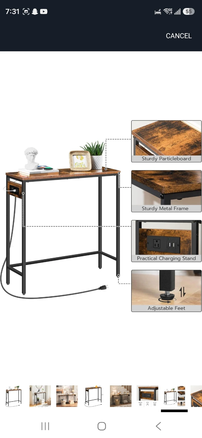 Console Table with Built-in AC Outlet and USB Ports - photo 4