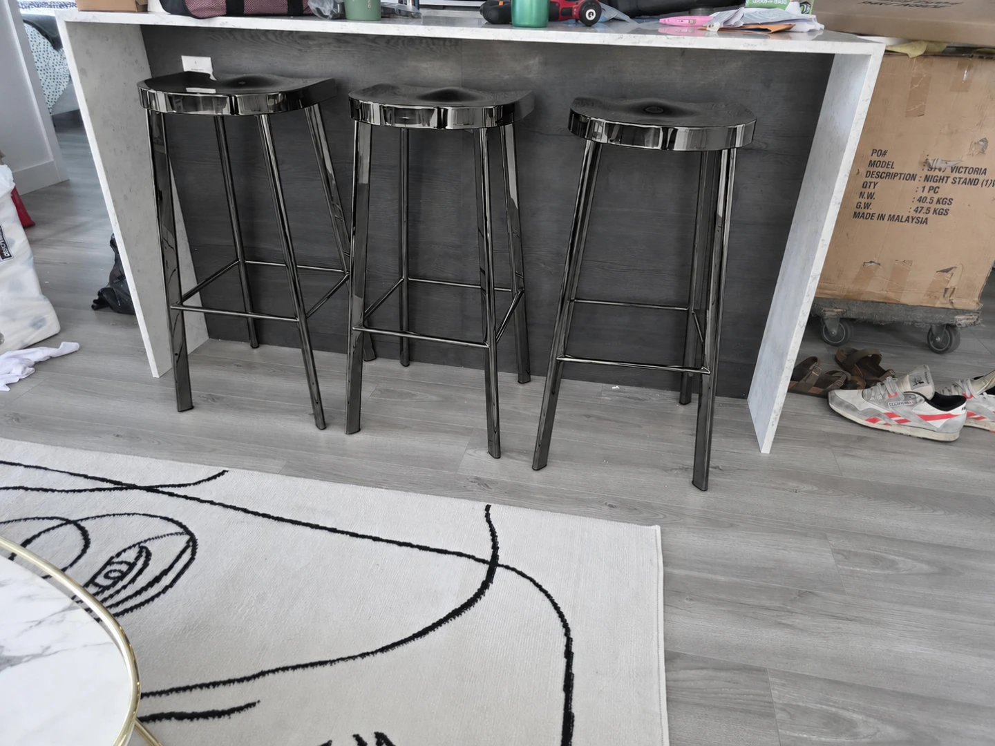 Set of 3 Chrome plated  Stainless Steel Stools - photo 3