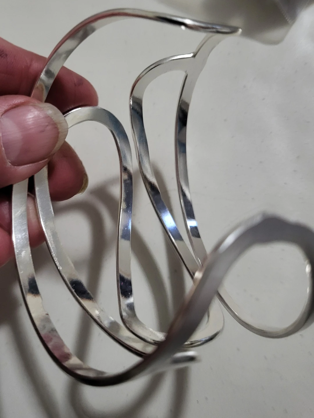 Silver Tone Abstract Cuff Bracelet - photo 2