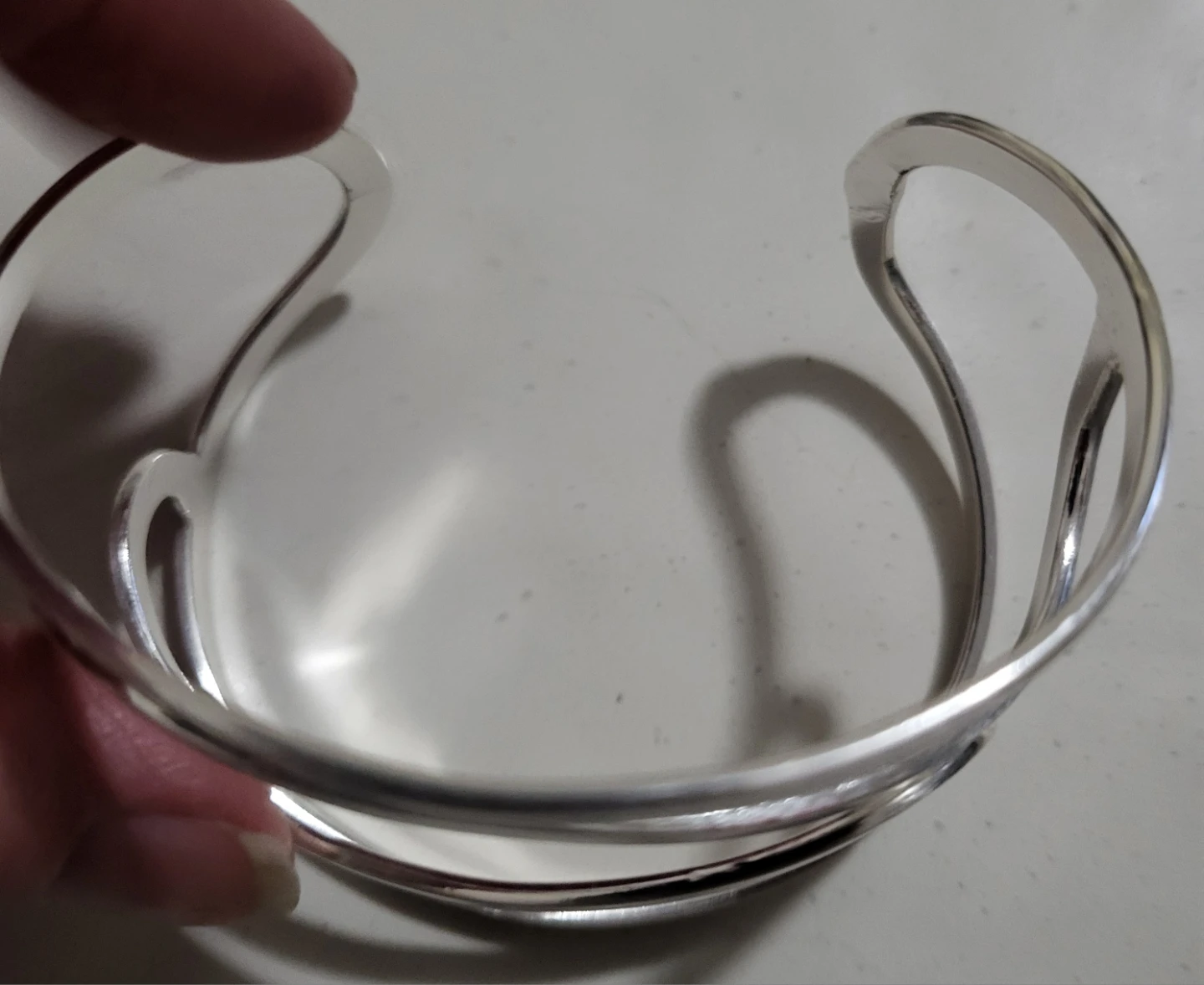 Silver Tone Abstract Cuff Bracelet - photo 3