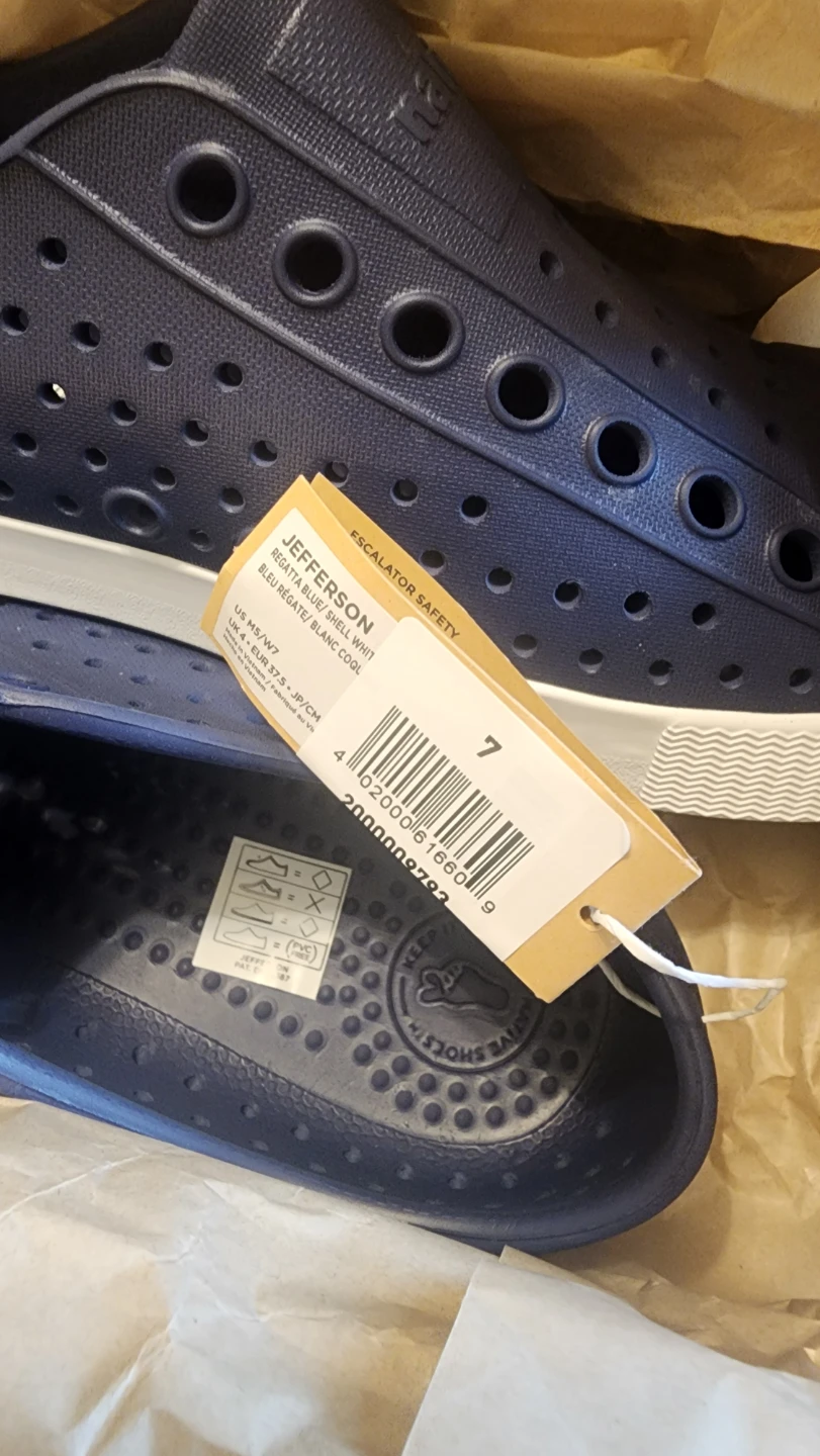 Native Shoes Jefferson Regatta Blue Shell White - Size 5 M , W 7 - photo 2