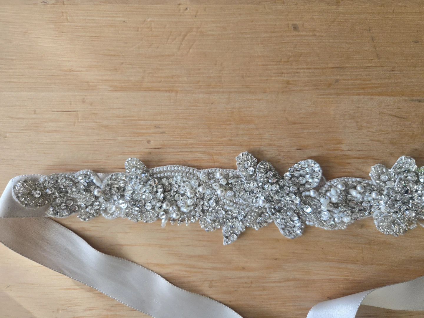 Embellished Bridal Sash with Pearls and Rhinestones - photo 4