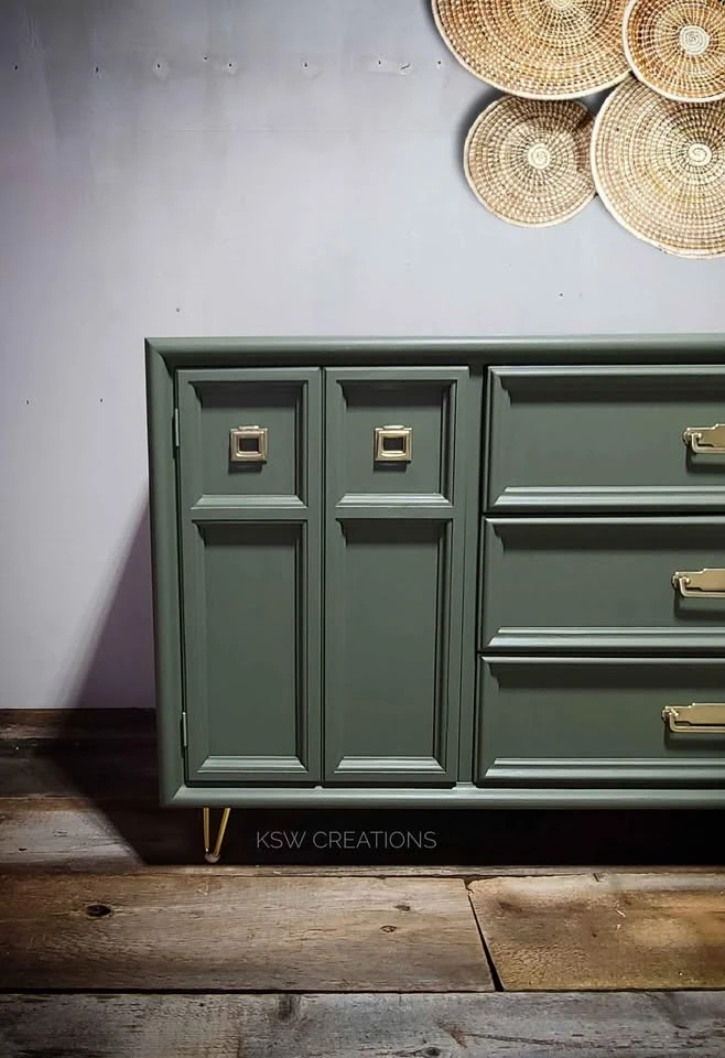Green dresser with brass hardware - photo 2