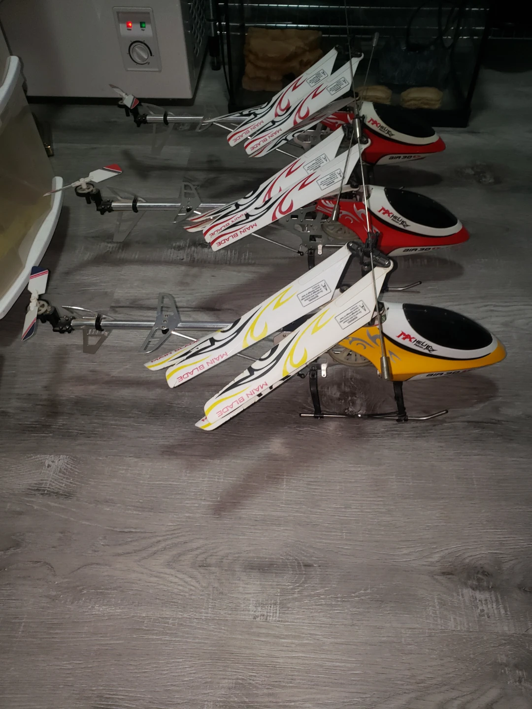 Unknown condition 3 mx heli falcon 3d helicopters.