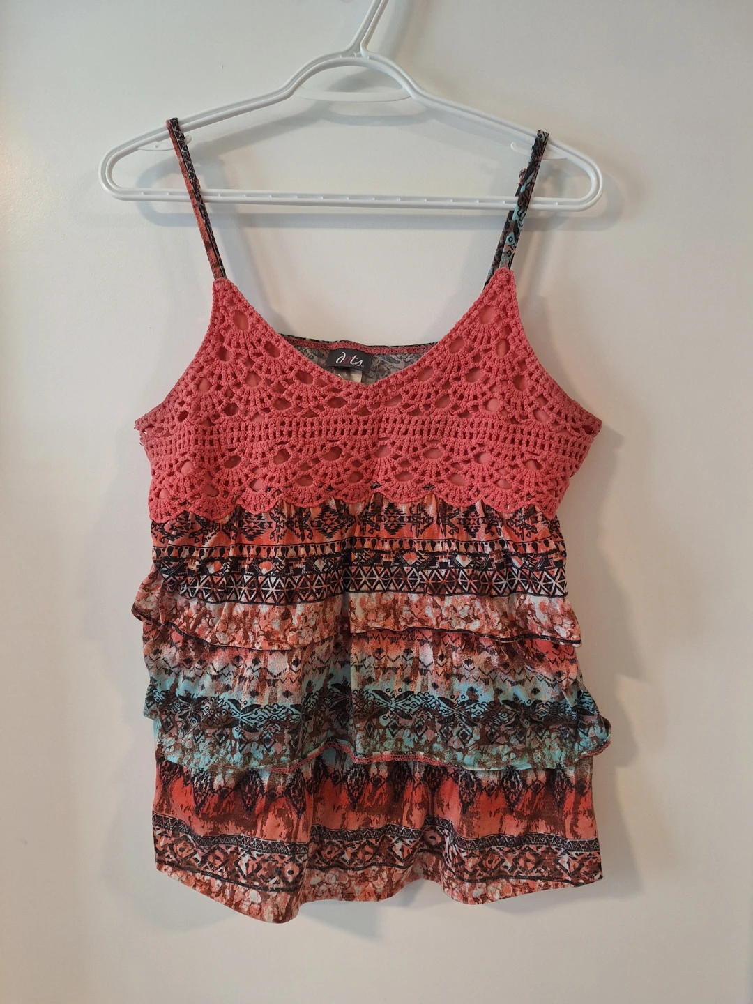 Dots Crochet and Print Tank Top - Size L
