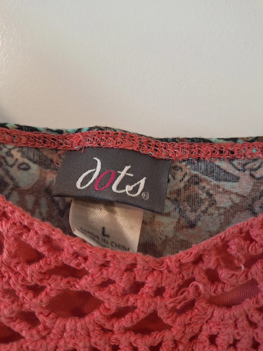 Dots Crochet and Print Tank Top - Size L - photo 4