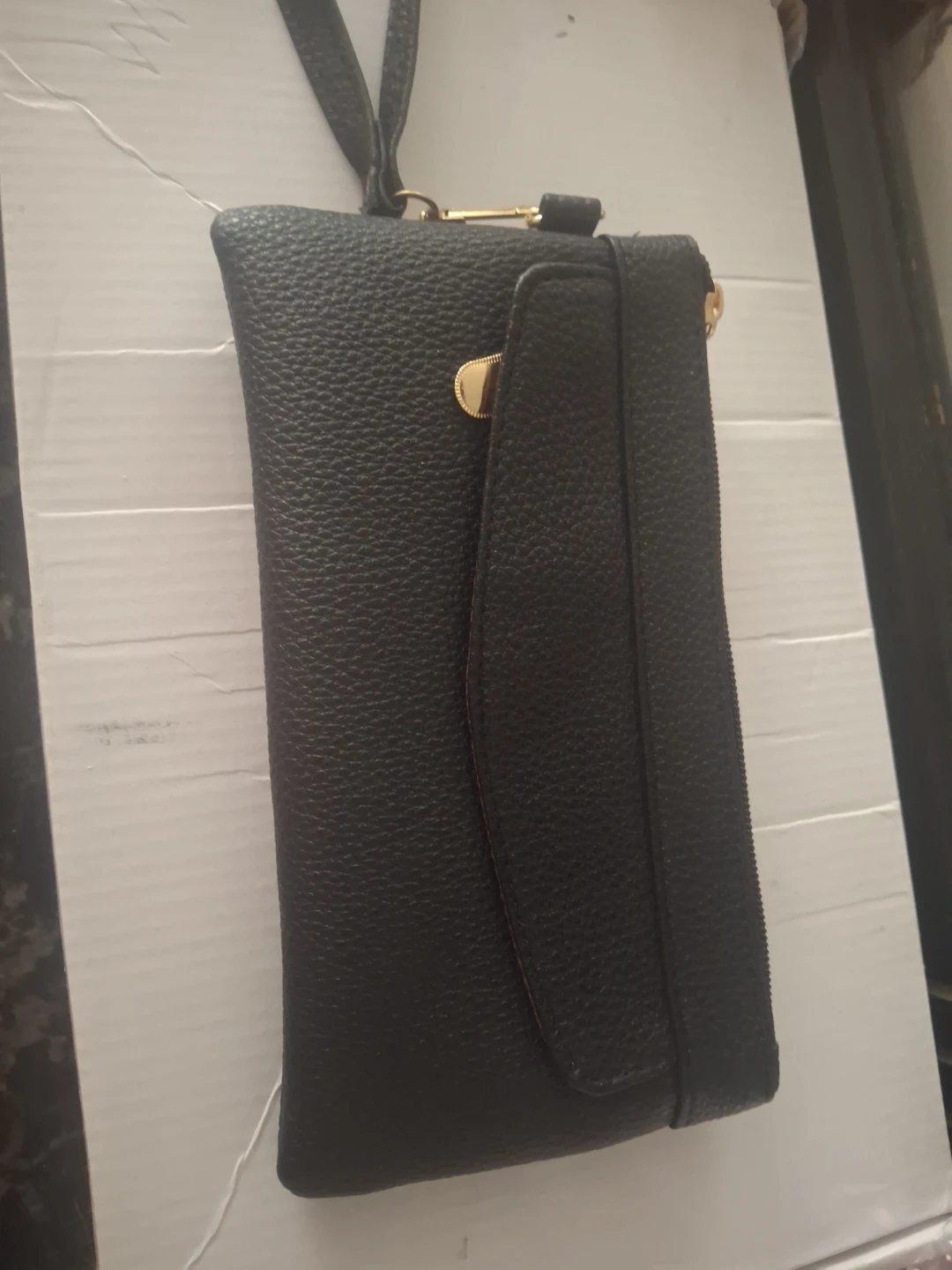 Black Faux Leather Wristlet Clutch Wallet - photo 4