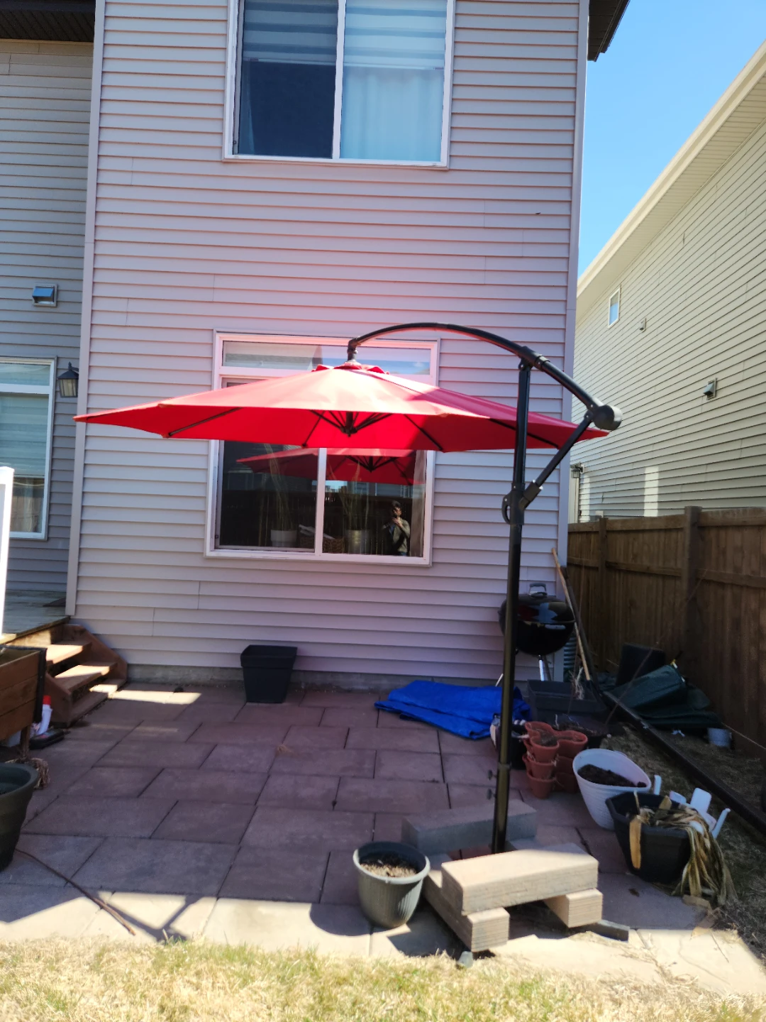 Red Offset Patio Umbrella - photo 2