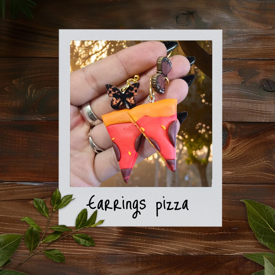 Handmade Pizza Slice & Butterfly Earrings - photo 4