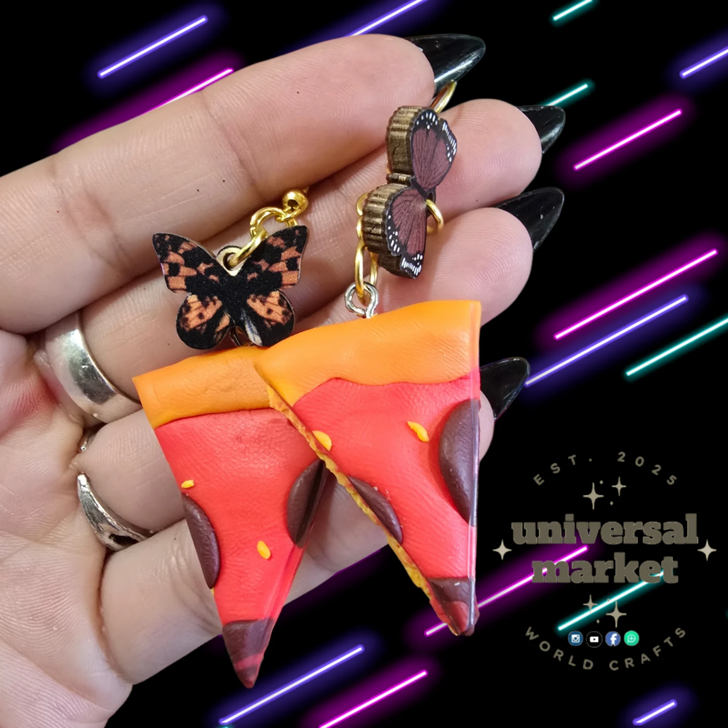 Handmade Pizza Slice & Butterfly Earrings - photo 5