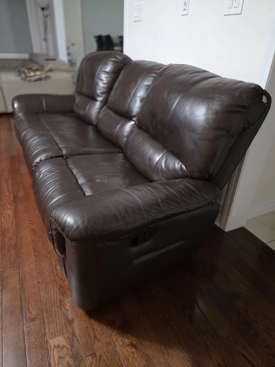 Brown Leather Double Reclining Sofa