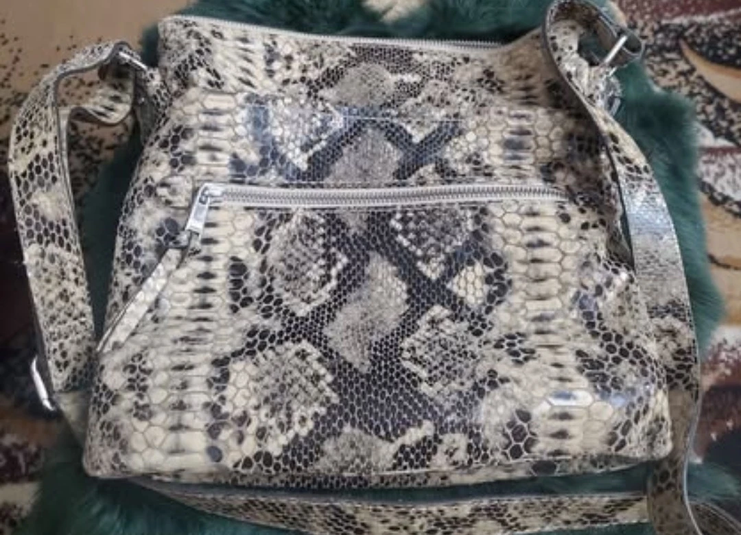 Python Snake Skin Embossed Shoulder Bag - photo 3