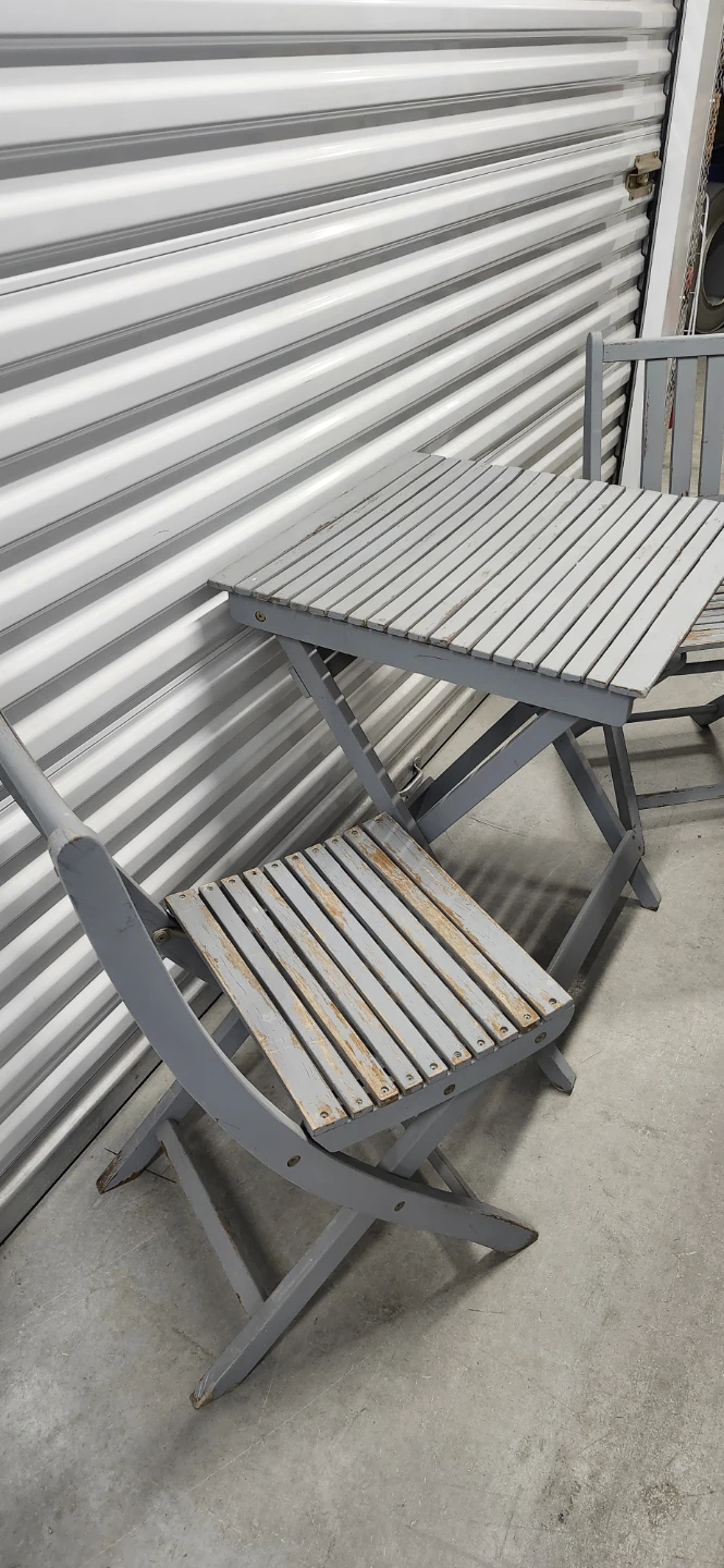 Wooden outdoor folding table with 2 chairs - photo 2