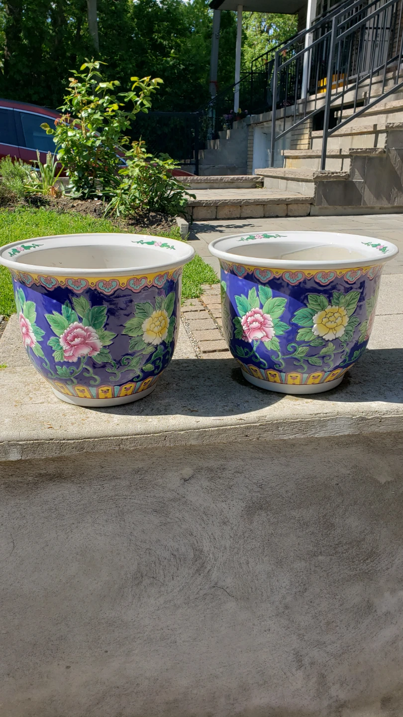 Pair of Decorative Ceramic Planters