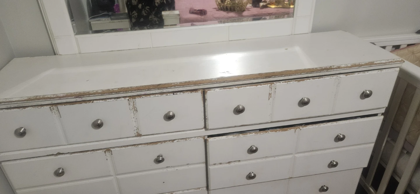 White Dresser with Mirror