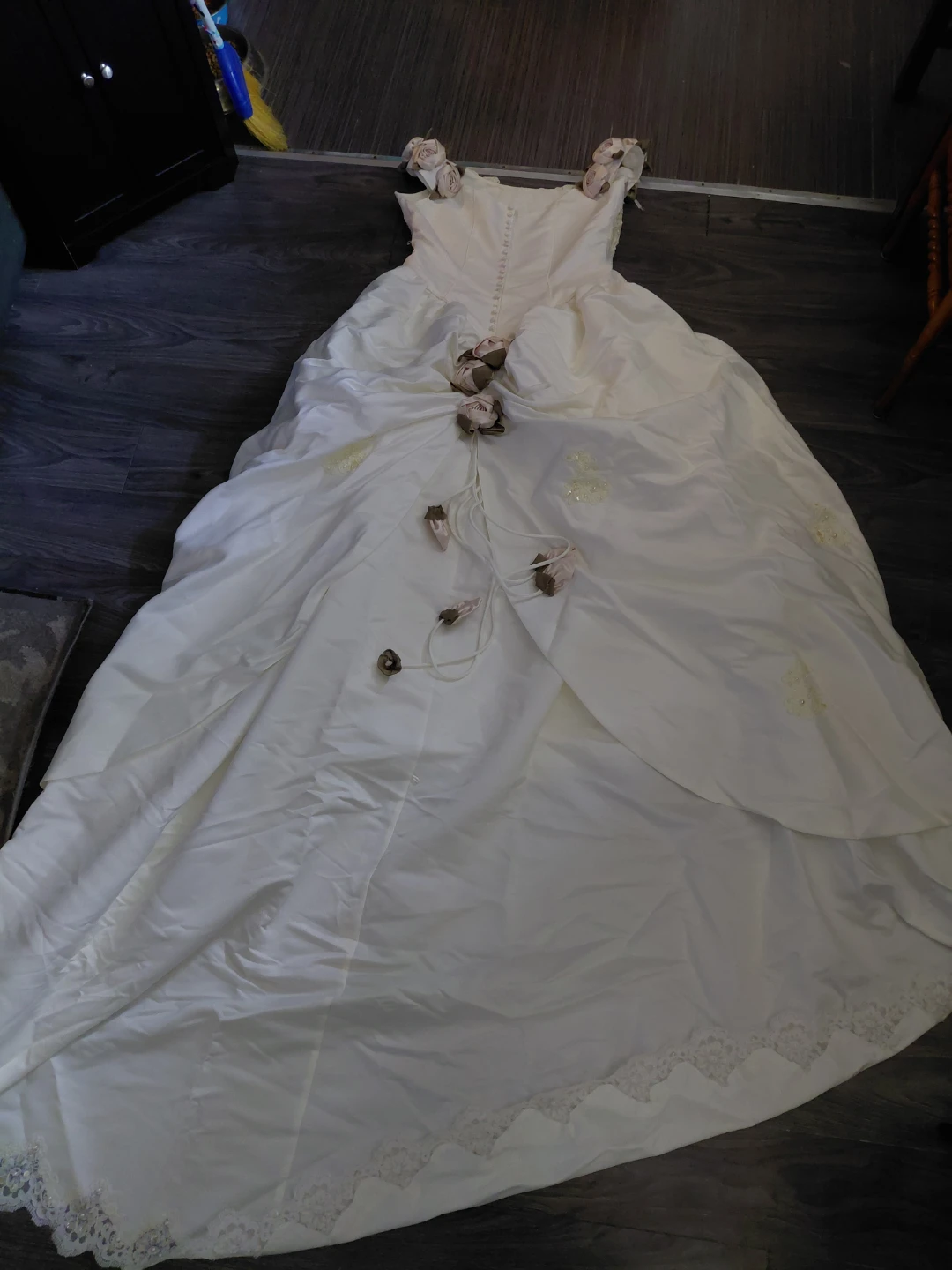 White Wedding Dress with Floral Accents