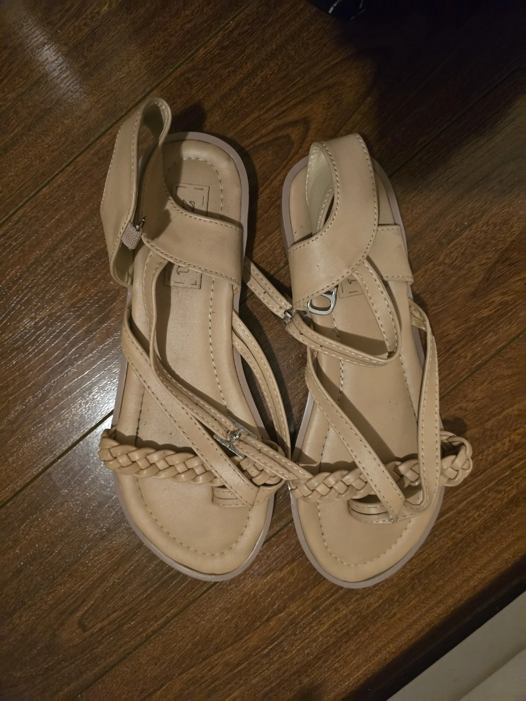 Beige Braided Strap Sandals
