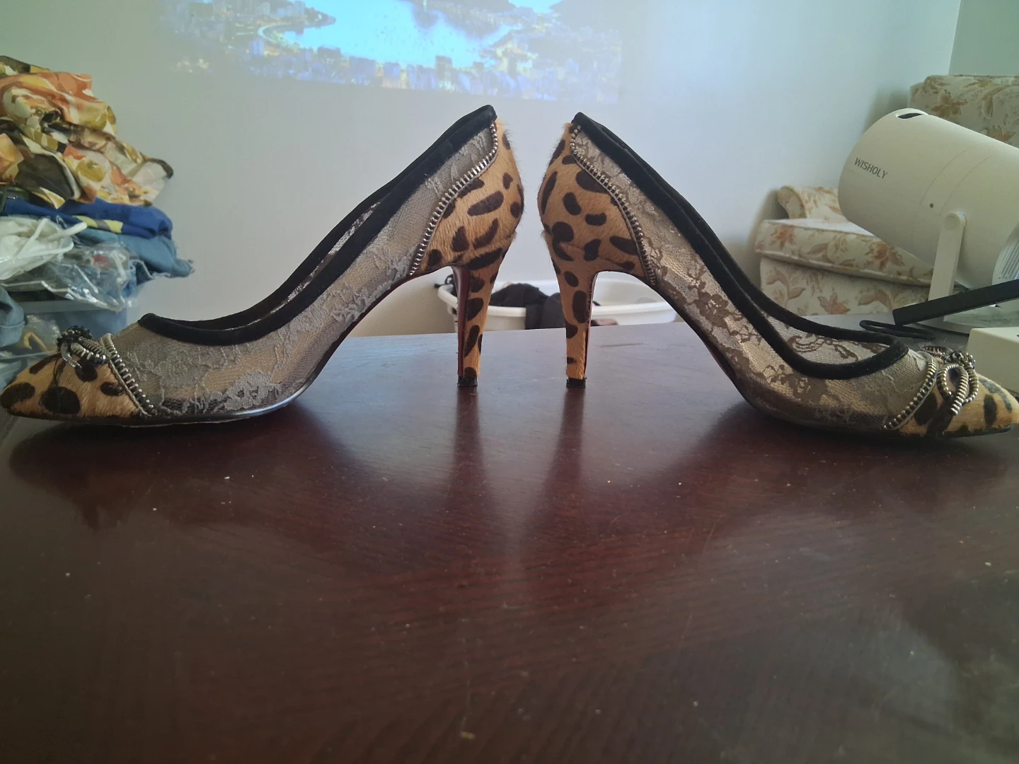 Christian Louboutin Leopard Print Lace Heels Size 37 - photo 2