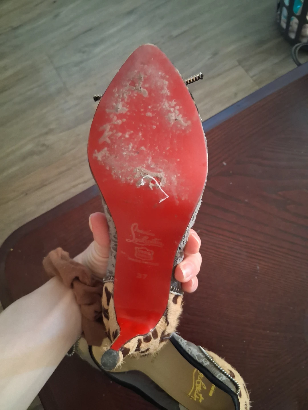 Christian Louboutin Leopard Print Lace Heels Size 37 - photo 4