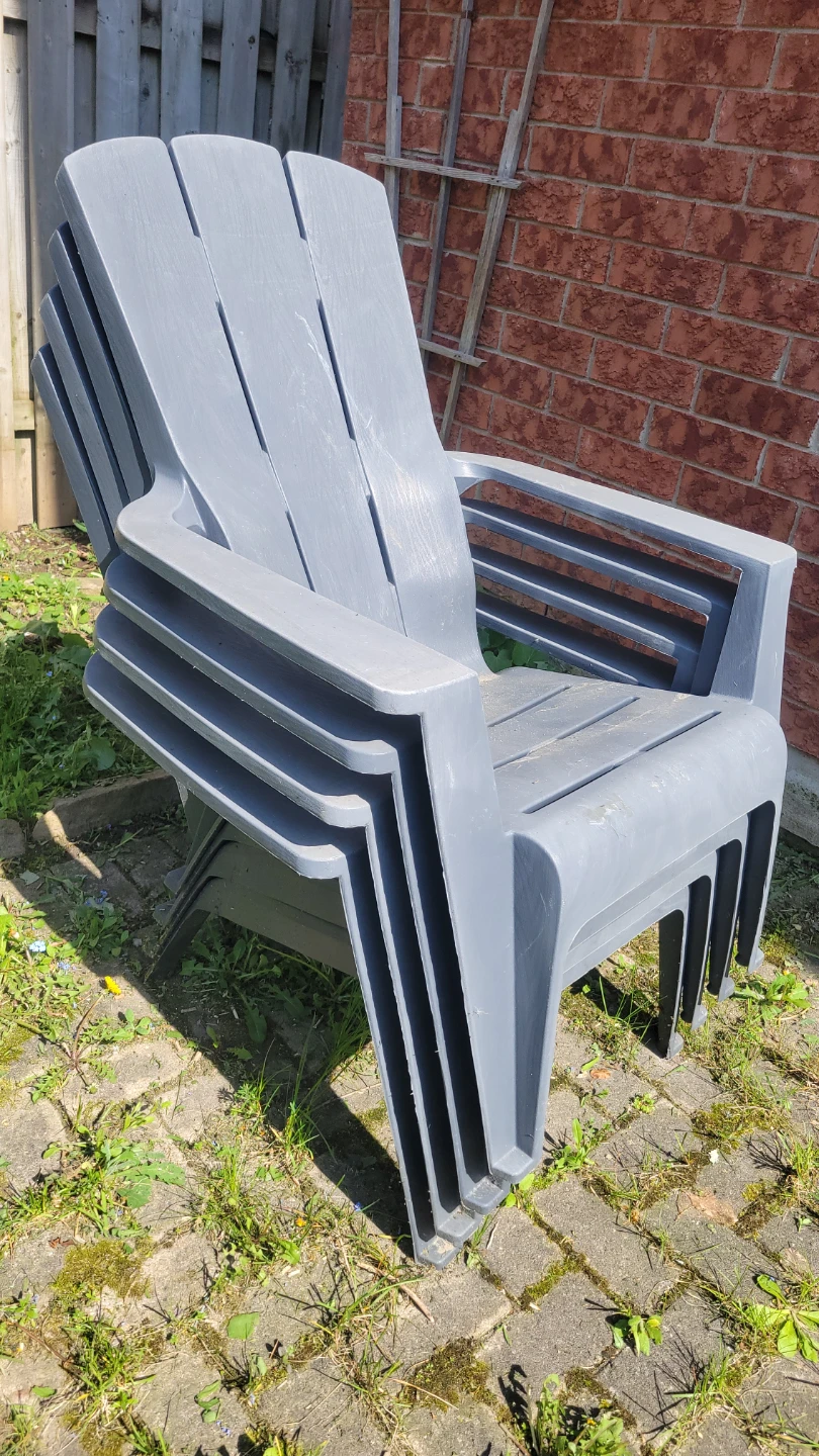 Stackable Grey Plastic Adirondack Chairs ( $10 for each ) - photo 2