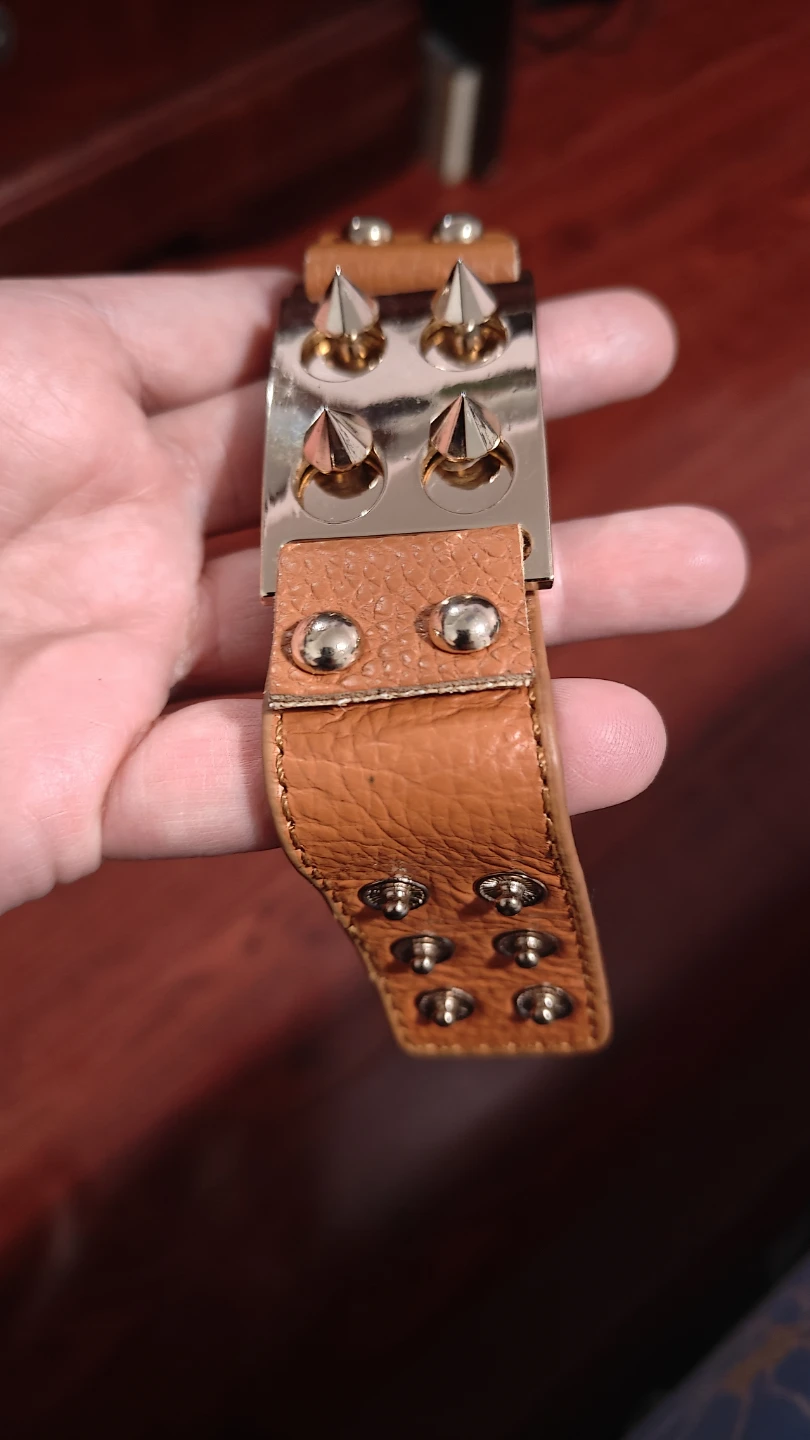 Spiked Faux Leather Cuff Bracelet - photo 3