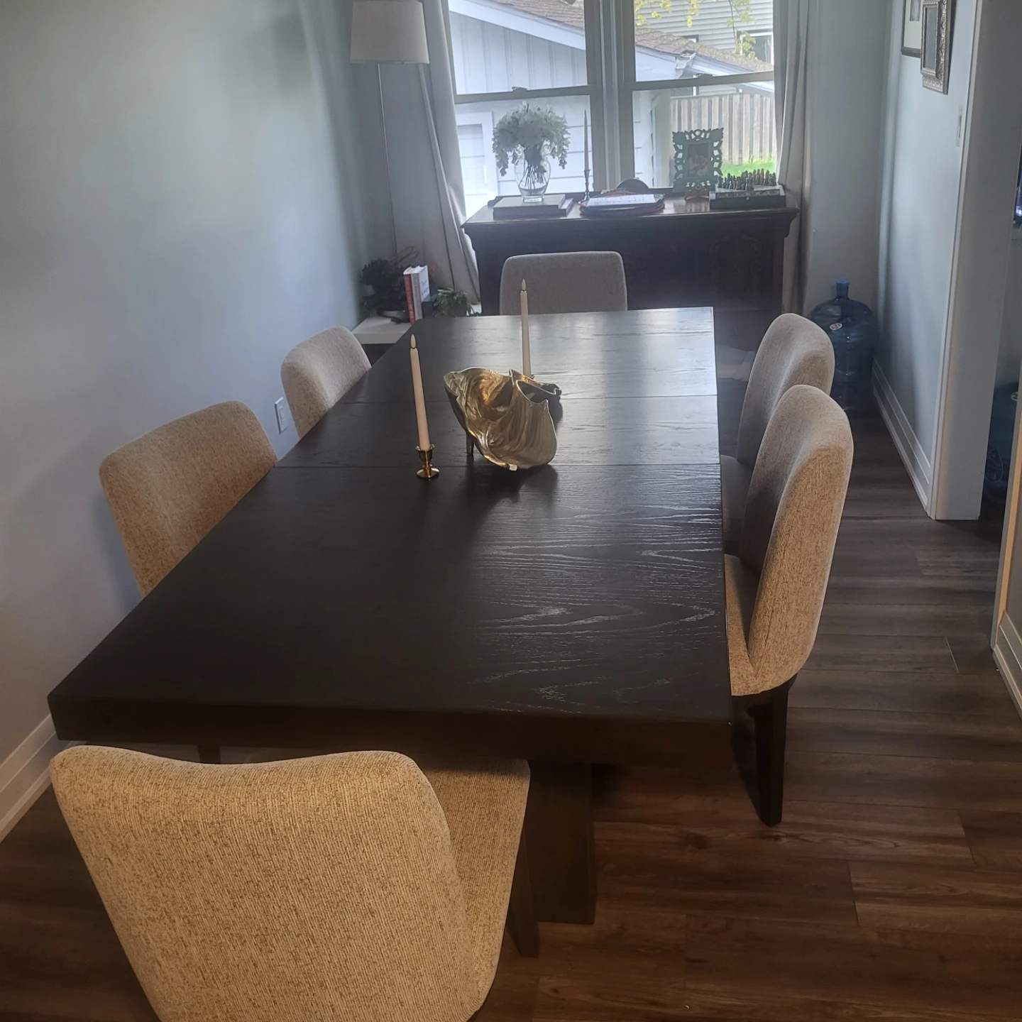 Dark Wood Dining Table with Chairs
