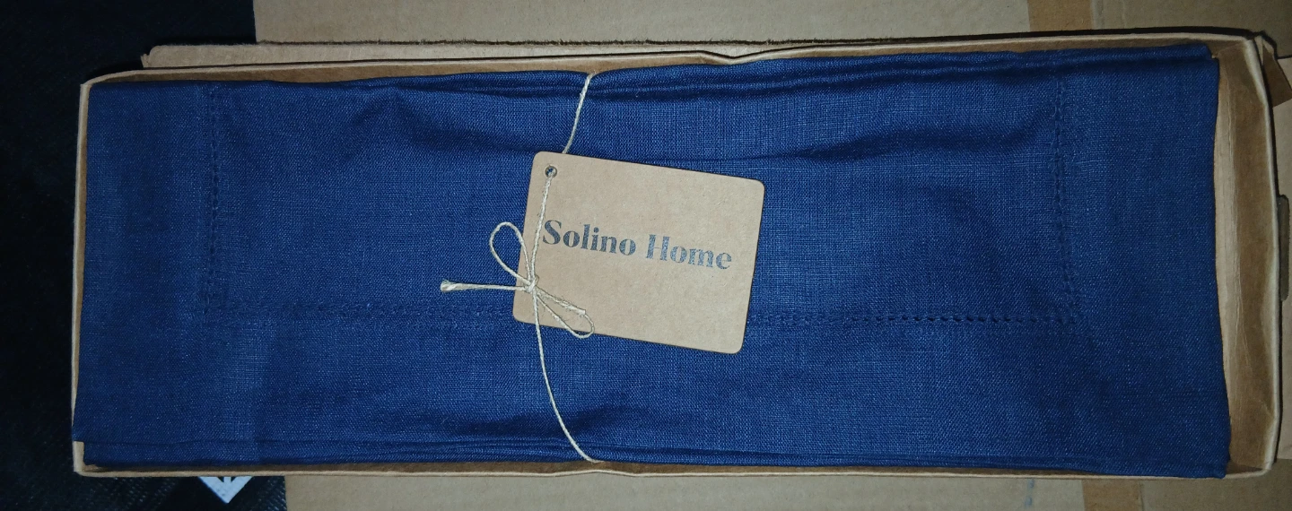 Solino Home Hemstitch Navy Blue Linen Placemats (Set of 4) - photo 4