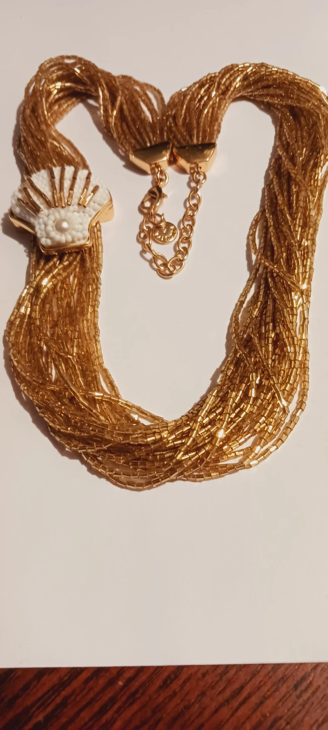 New !! Gold Beaded Necklace with Seashell Charm - photo 4