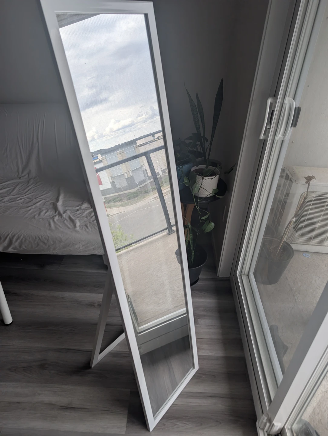 White Full-Length Mirror with Stand