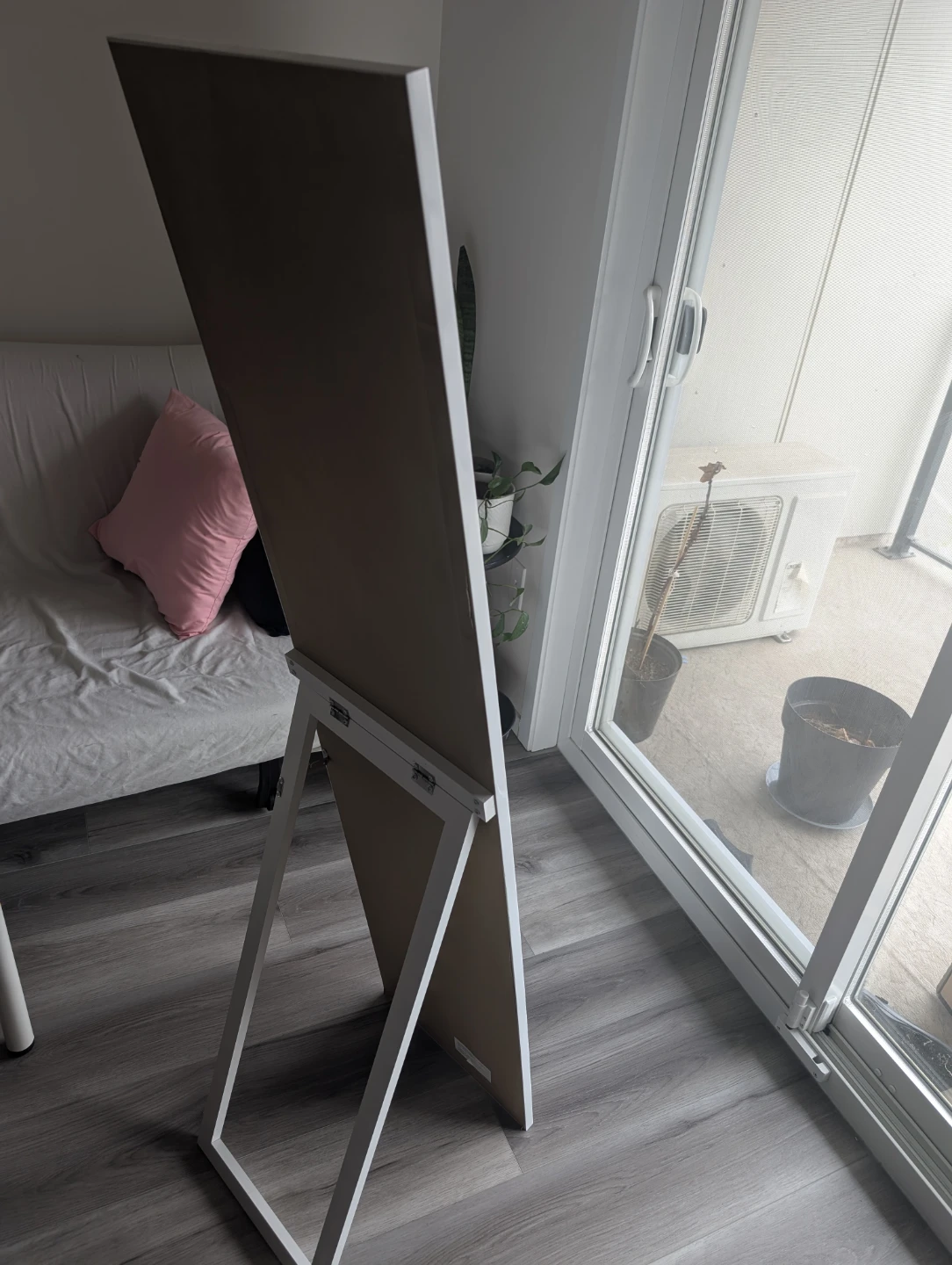 White Full-Length Mirror with Stand - photo 2