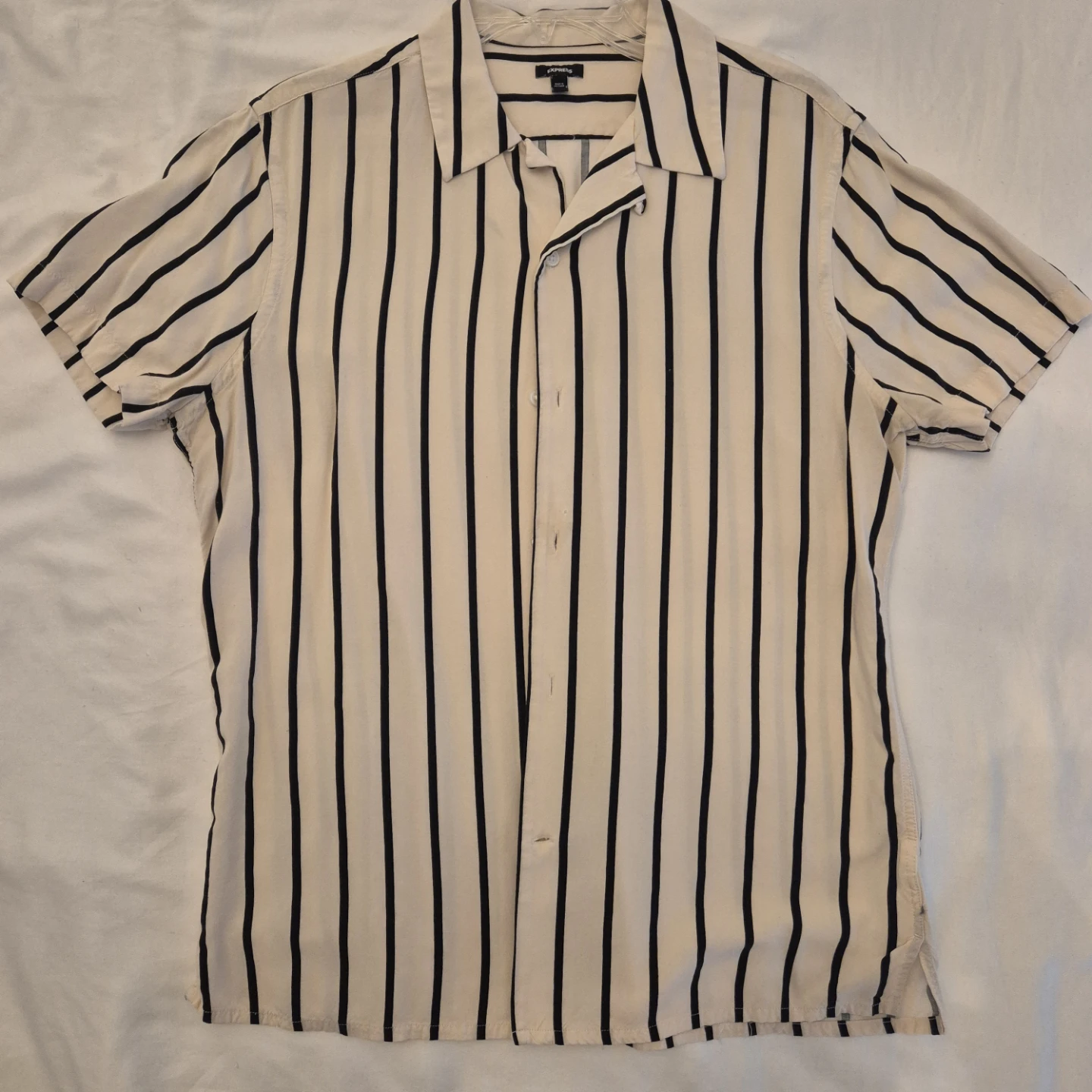 Express Striped Short Sleeve Button-Up Shirt - Size M