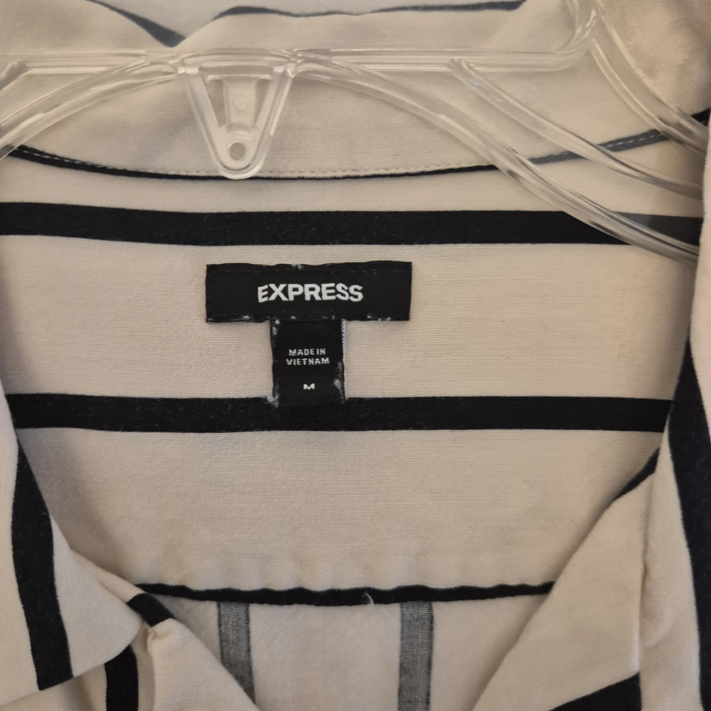 Express Striped Short Sleeve Button-Up Shirt - Size M - photo 3