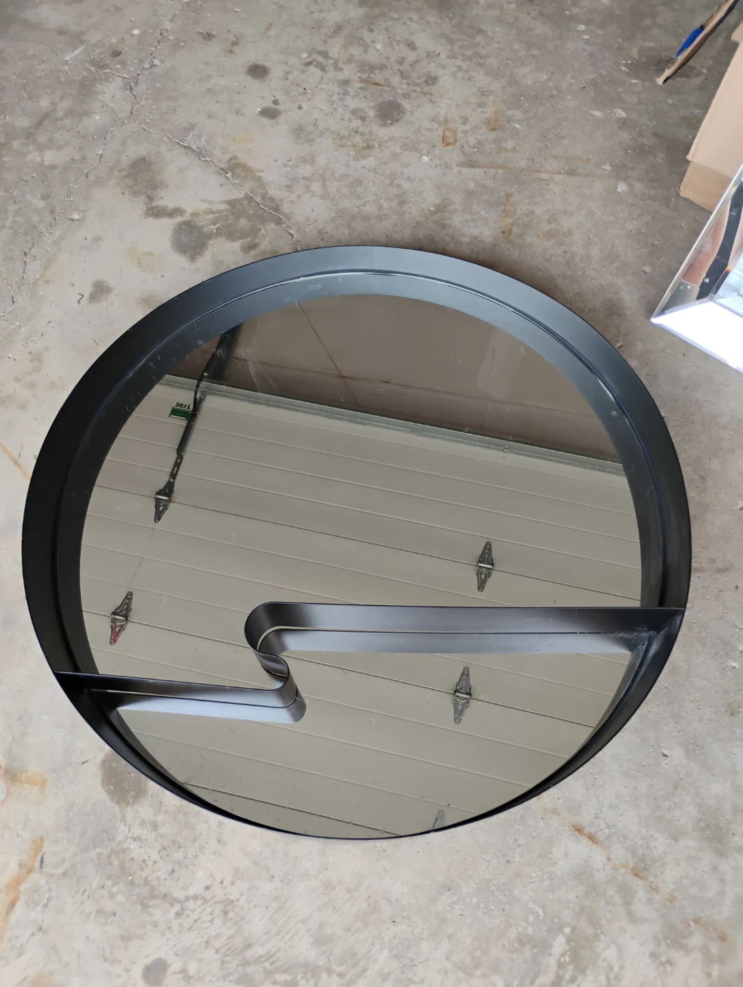 Oval Black Wall Mirror with Shelf