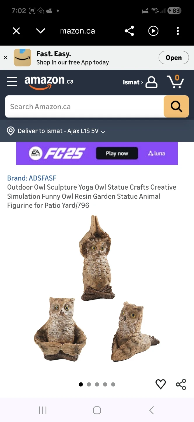 ADSFASF Outdoor Owl Sculpture Yoga Owl Statue Crafts Set - Brown