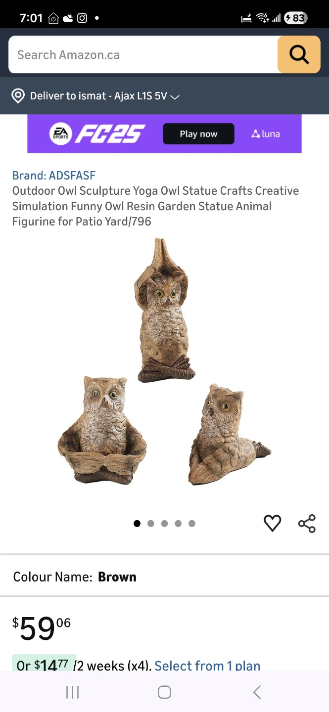 ADSFASF Outdoor Owl Sculpture Yoga Owl Statue Crafts Set - Brown - photo 3