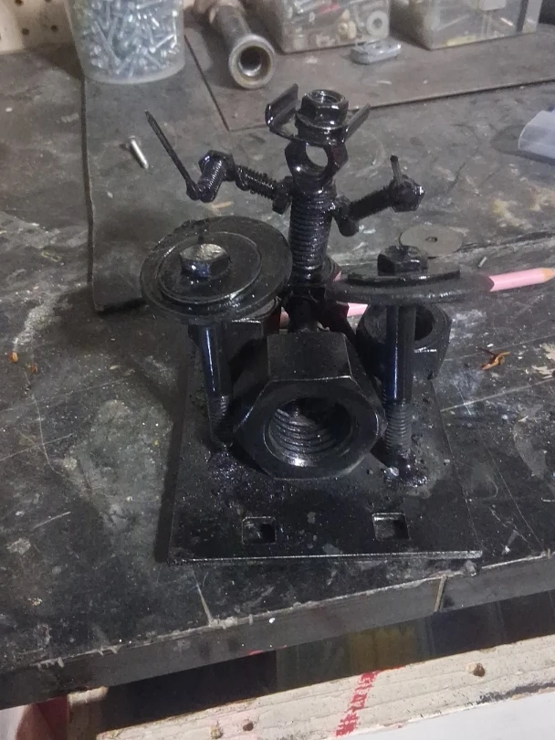 Unique Metal Drummer Sculpture