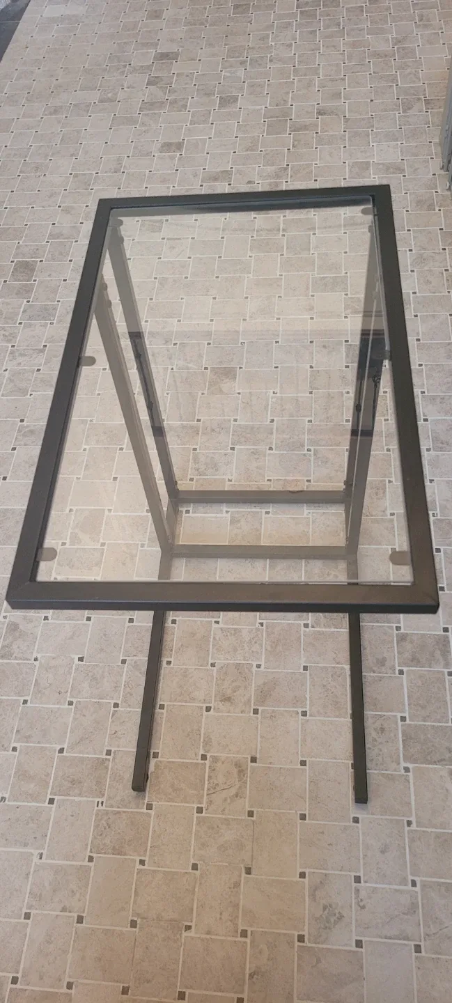 Glass Top Coffee Table with Black Metal Frame
