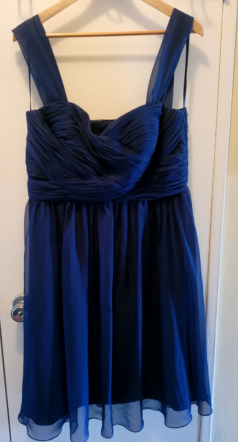 Calvin Klein Navy Blue Chiffon Dress - Size 10