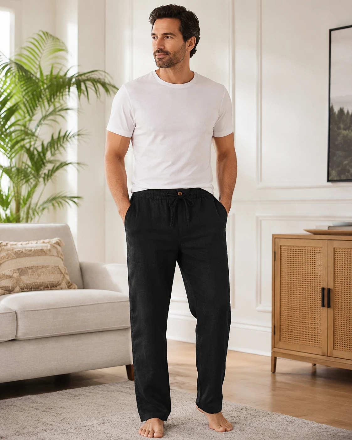 Club Room Luxury 100% Linen Pants - Deep Black - Size M - photo 2